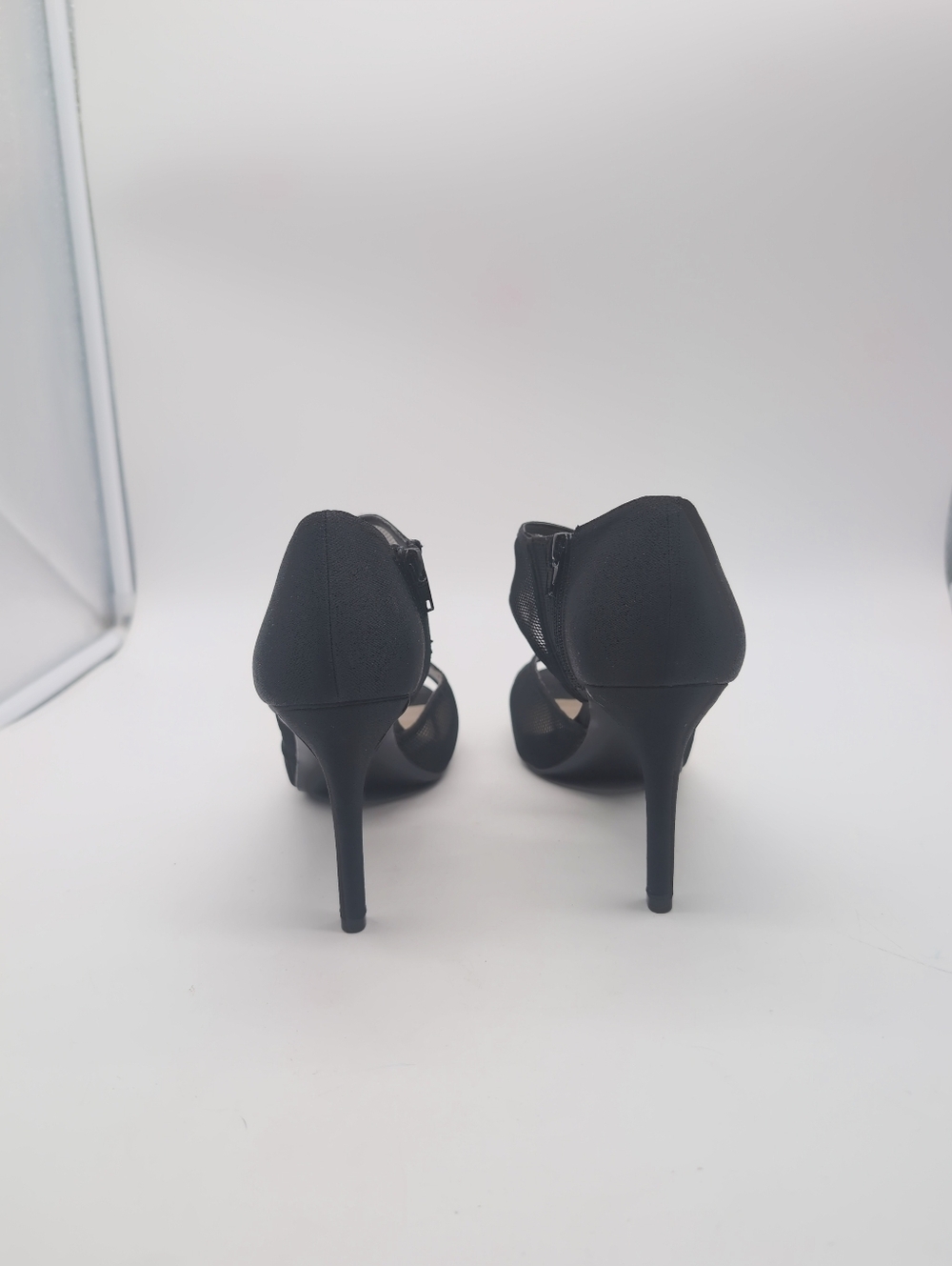 Dress Barn Trishia Sz 8.5 Women's Black Mesh Peep-Toe High Heels - Picture 5 of 8